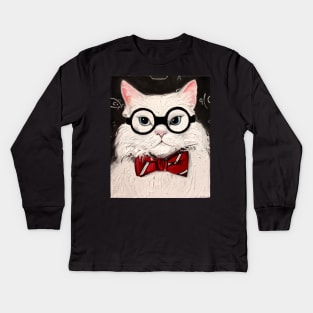 Chemistry Cat Contemplates the Science of Catnip Kids Long Sleeve T-Shirt